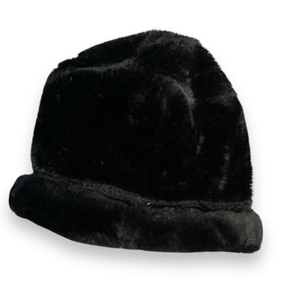 Slouchy Beanie Bucket Faux Fur Hat Unisex Black Casual Retro Academia Winter OS - Picture 2 of 8